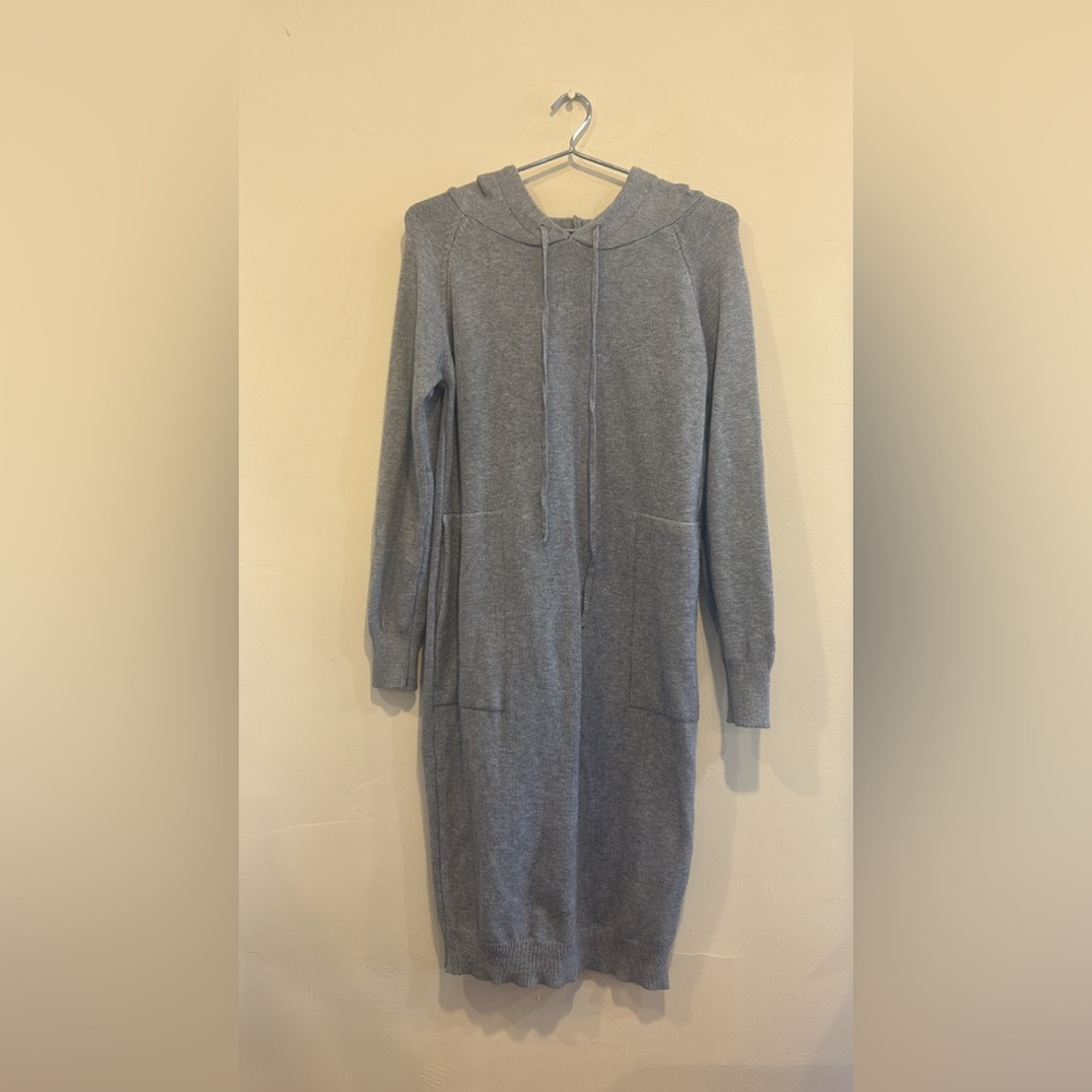 Gray Sweater Dress with Hood